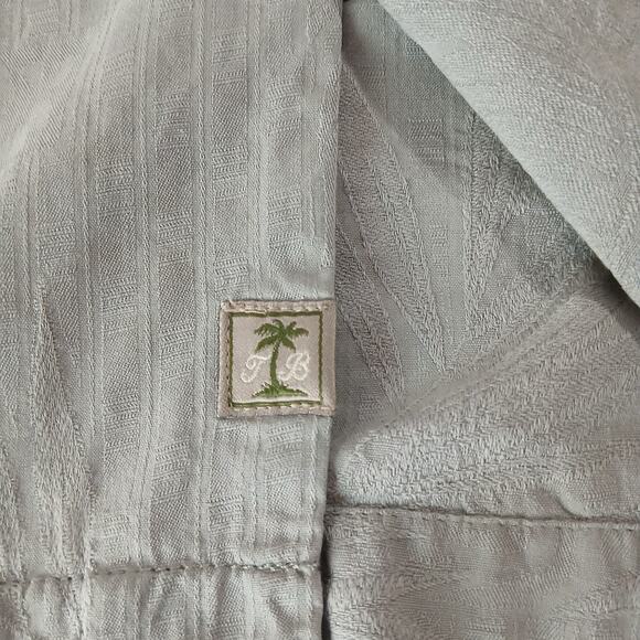 Tommy Bahama Men's Medium 100% Silk Taupe Embossed Short-Sleeved Hawaiian Shirt - Picture 6 of 13